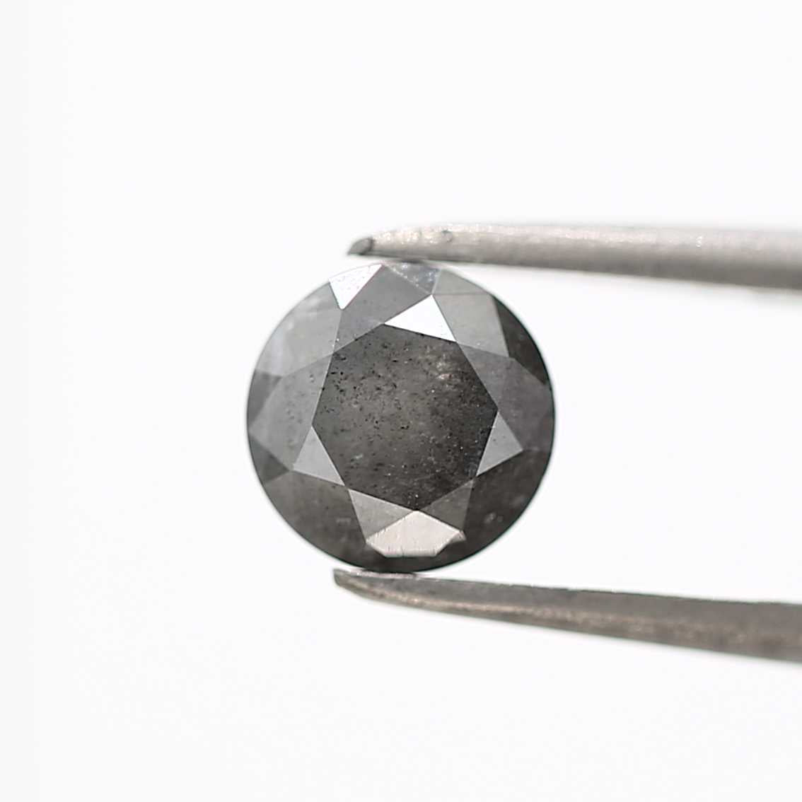 1.09 Carat Salt and Pepper Gray Round Brilliant Cut Natural Loose Diamond