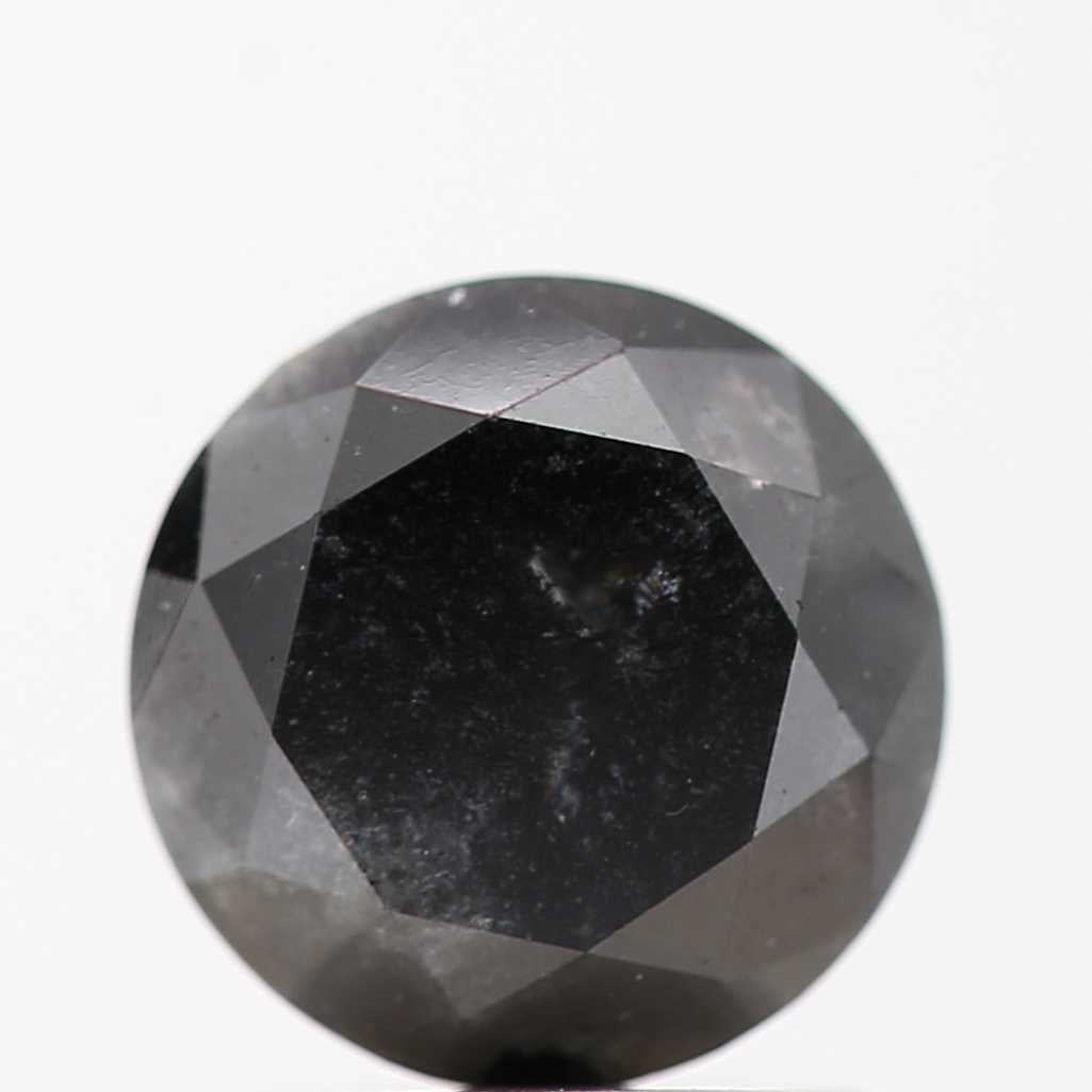 2.02 Carat Fancy Black Round Shape Brilliant Cut Natural Loose Diamond