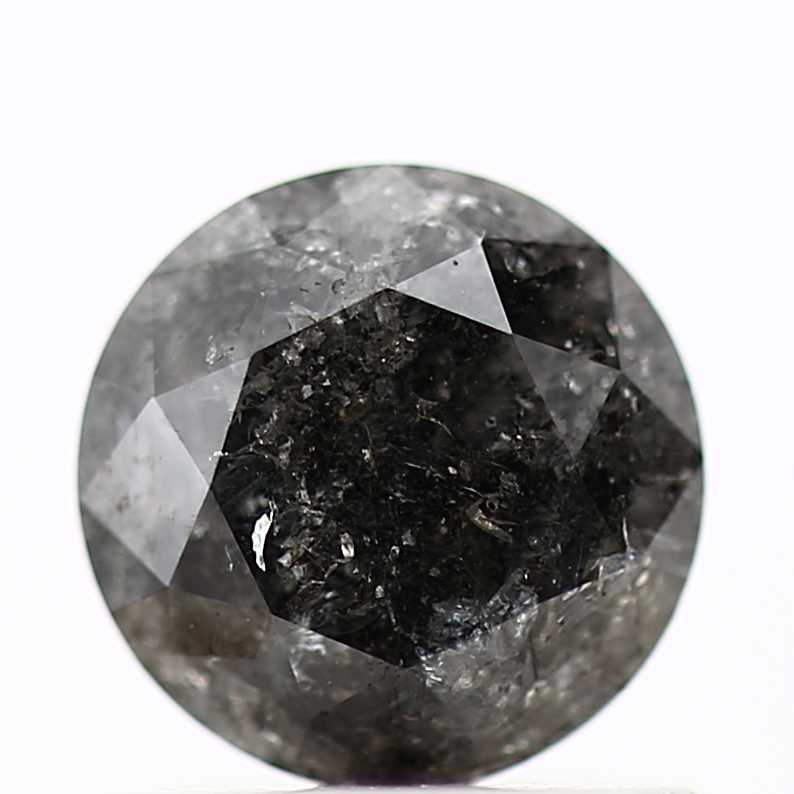 0.88 Carat Salt and Pepper Diamond Fancy Round Brilliant Cut Natural Loose Diamond