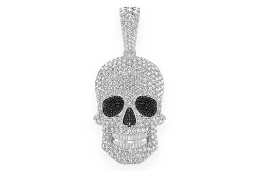 Baguette Teeth Skull Pendant 14K