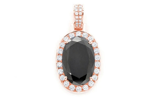 Black Oval Diamond Pendant 14K