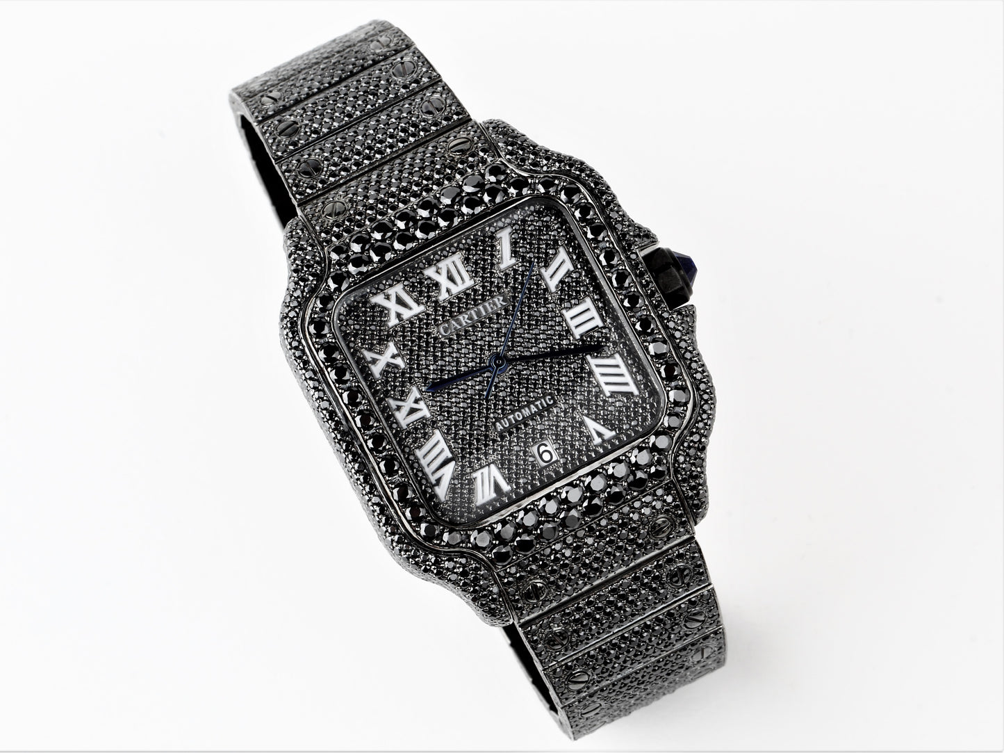 Luxury Watch Real Black Moissanite Diamond Watch, Handmade Stainless Steel Watch For Men/Women, Hip Hop Watch, Iced Out Watch Gift for Love