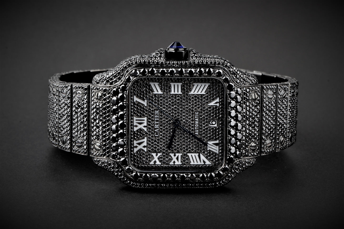 Luxury Watch Real Black Moissanite Diamond Watch, Handmade Stainless Steel Watch For Men/Women, Hip Hop Watch, Iced Out Watch Gift for Love