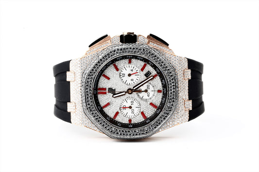 Luxury Watch in Real VVS Moissanite Diamond Watch, Handmade Rubber Belt Watch For Men/Women, Hip Hop Watch, Iced Out Watch Gift for Love