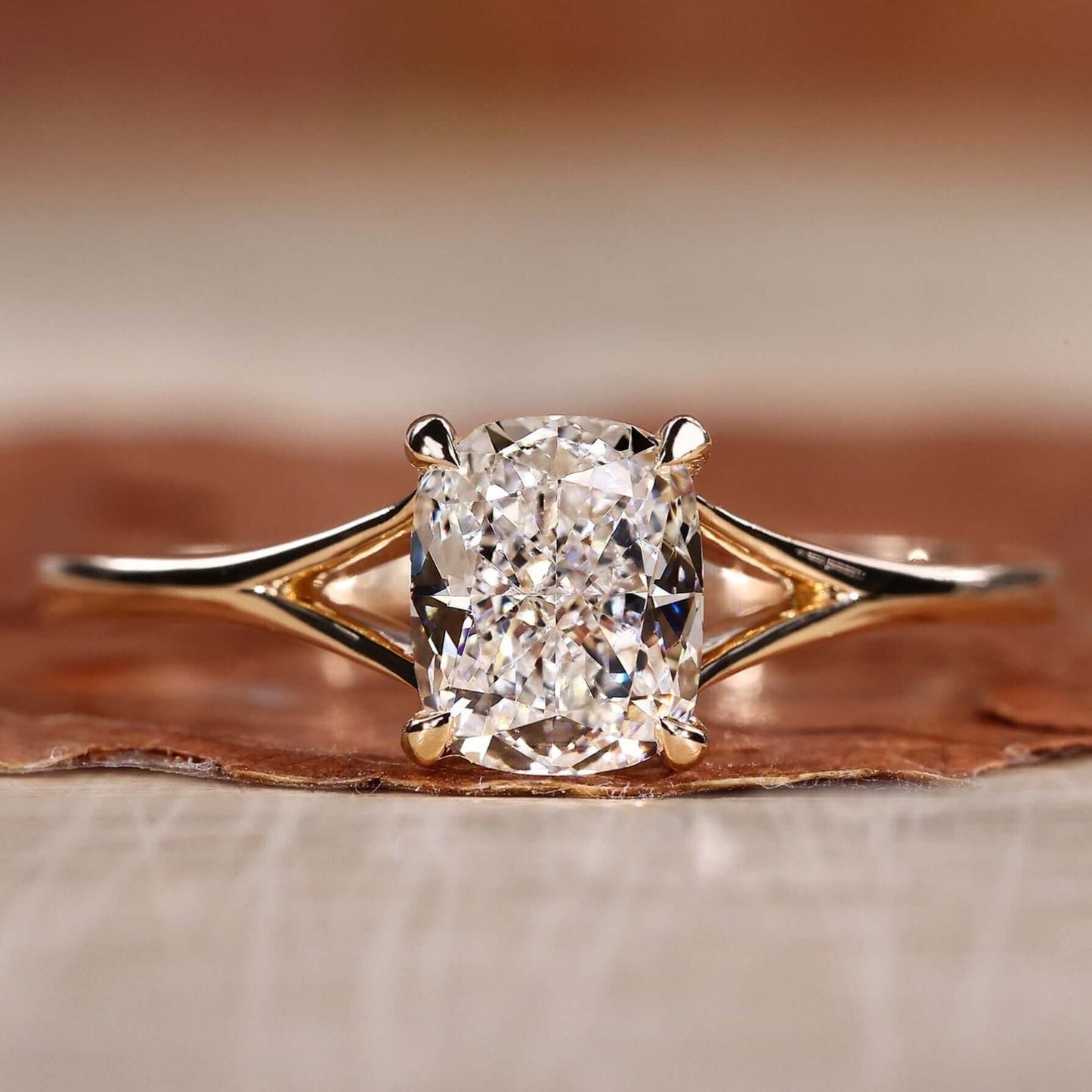 Square Cushion Cut Lab Grown Diamond Solitaire Prong Setting Engagement Gold Ring Shree Diamond Mfg