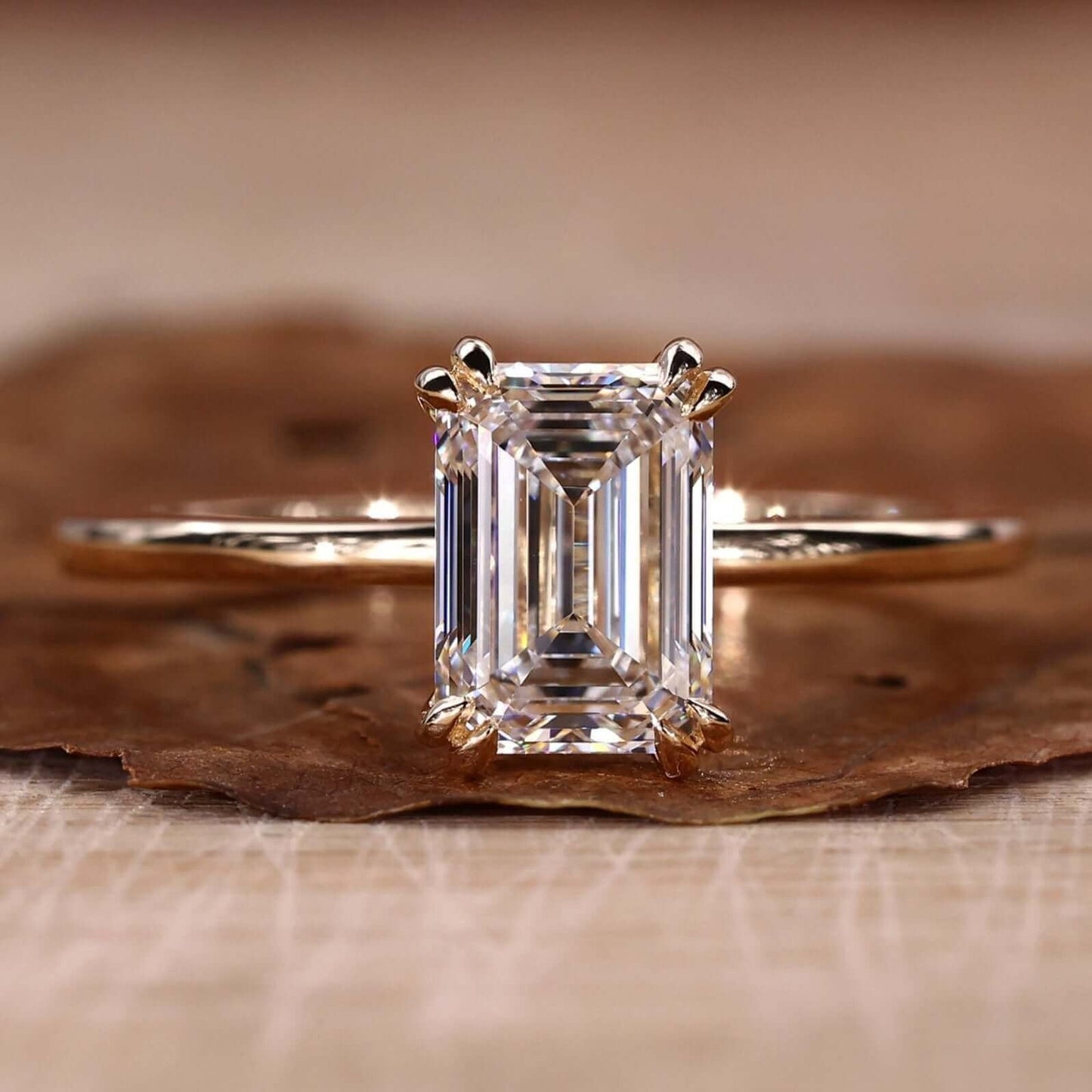 Emerald Cut Lab Grown Diamond Solitaire Engagement Gold Ring Shree Diamond Mfg
