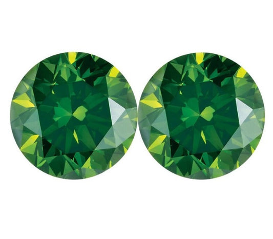 2 Pcs Fancy Green Diamond, Round Shape