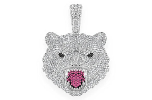 Grizzly Bear Head Pendant 14K