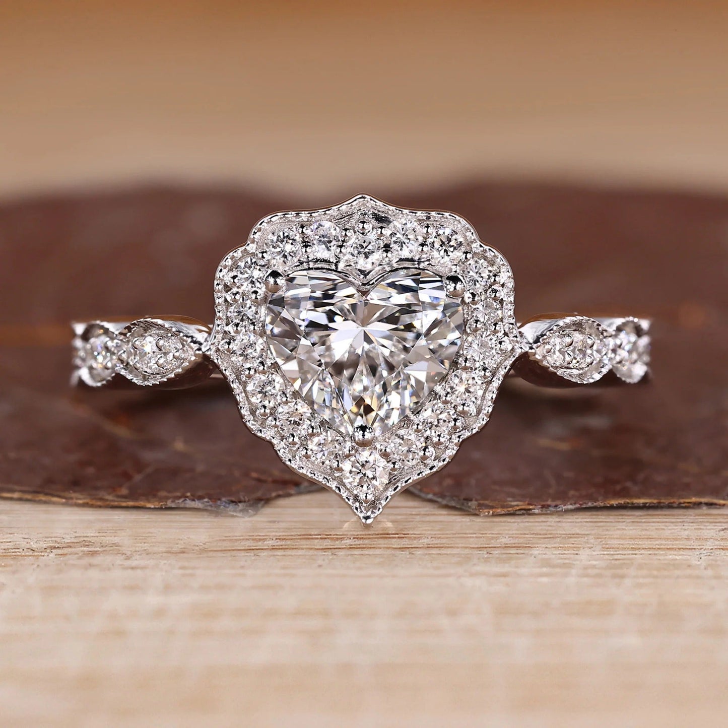 Heart Cut Lab Grown Sparkle Diamond Halo Engagement Royal Gold Ring Shree Diamond Mfg