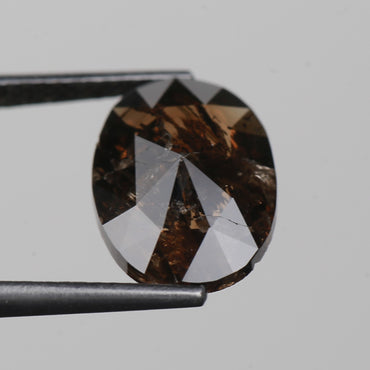 3.40 Ct. Oval Rose Cut Salt and Pepper Fancy Brown Color Natural Diamond 12.64 mm