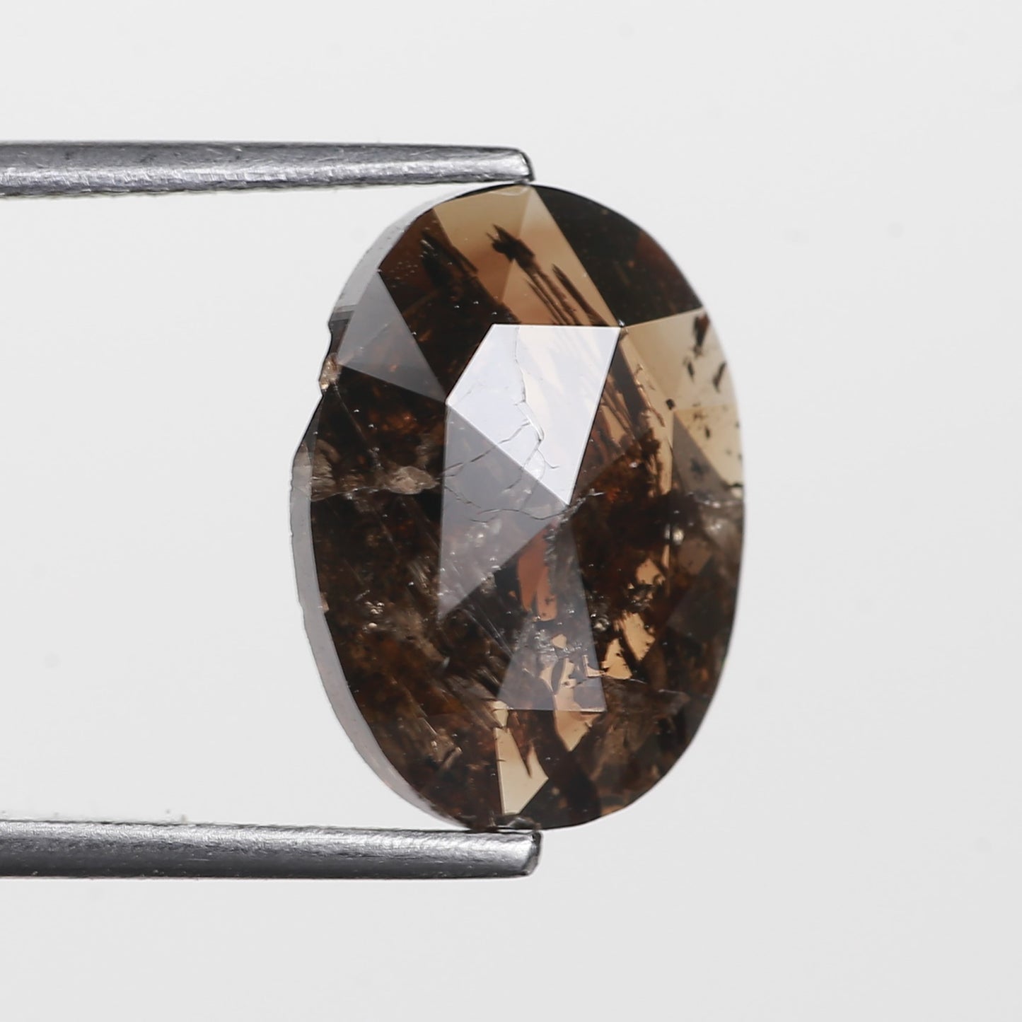 3.40 Ct. Oval Rose Cut Salt and Pepper Fancy Brown Color Natural Diamond 12.64 mm