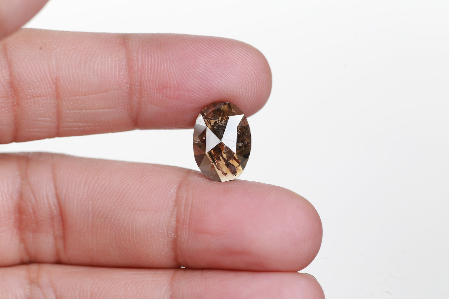 3.40 Ct. Oval Rose Cut Salt and Pepper Fancy Brown Color Natural Diamond 12.64 mm