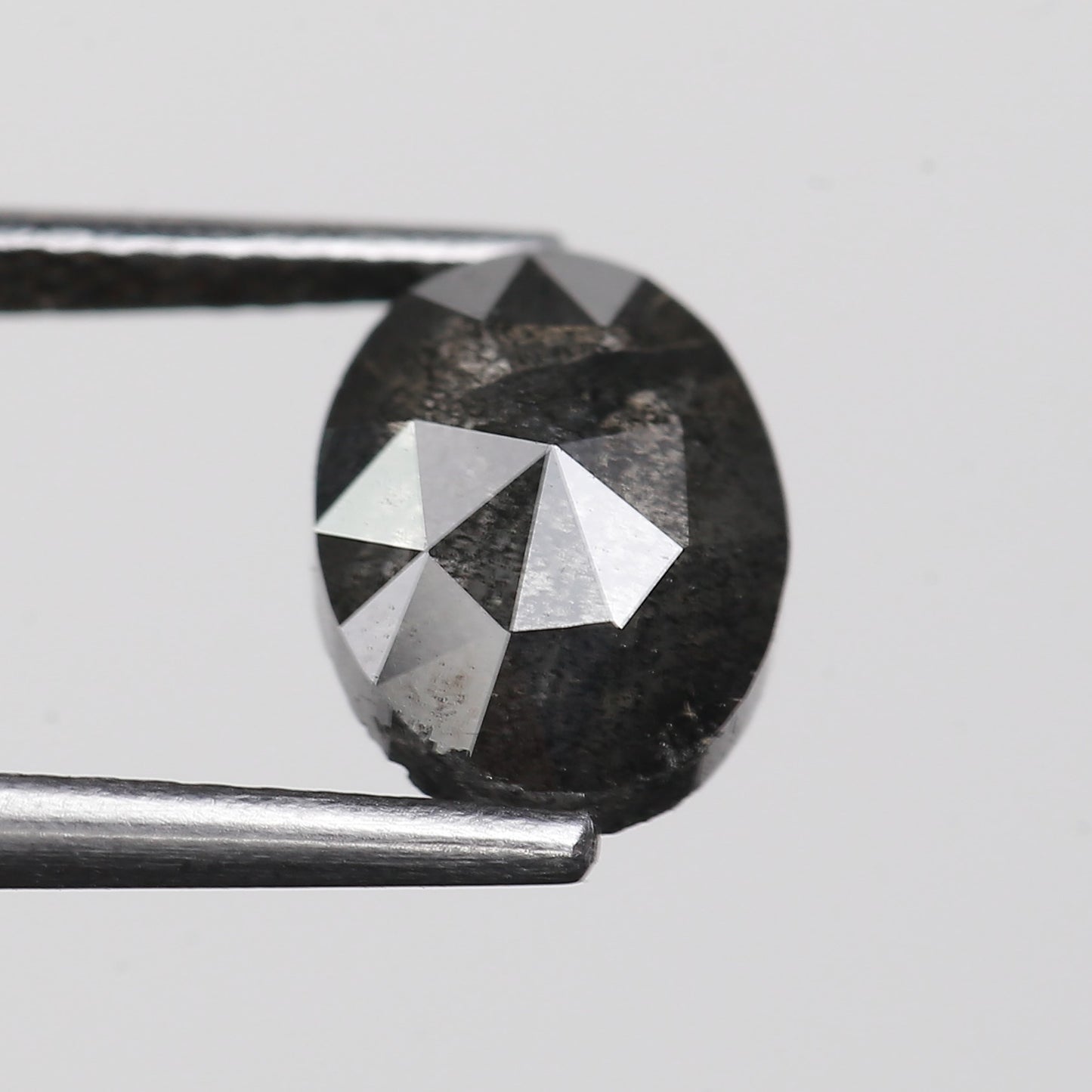 1.95 Ct. Oval Rose Cut Salt and Pepper Fancy Gray Natural Diamond 8.78 mm