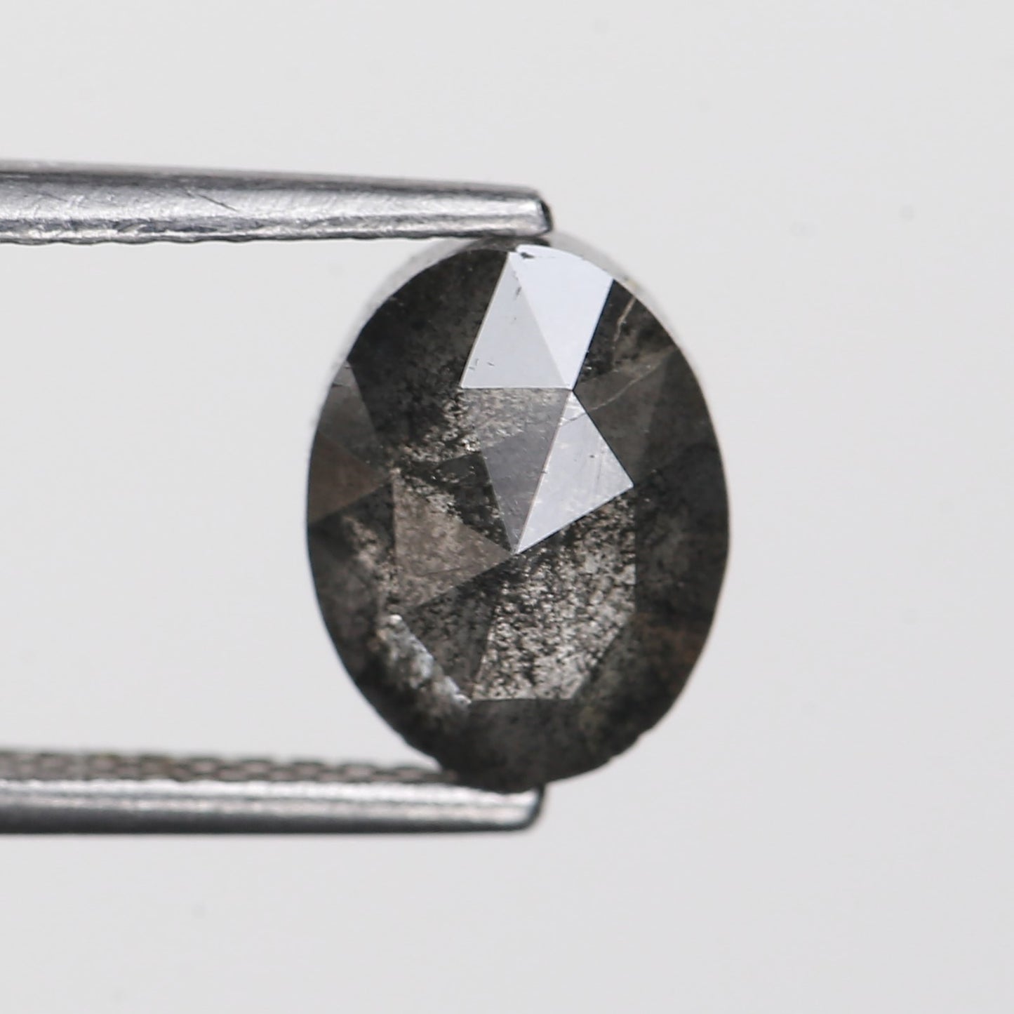 1.95 Ct. Oval Rose Cut Salt and Pepper Fancy Gray Natural Diamond 8.78 mm