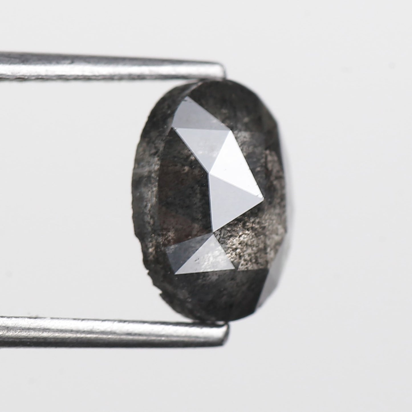 1.95 Ct. Oval Rose Cut Salt and Pepper Fancy Gray Natural Diamond 8.78 mm