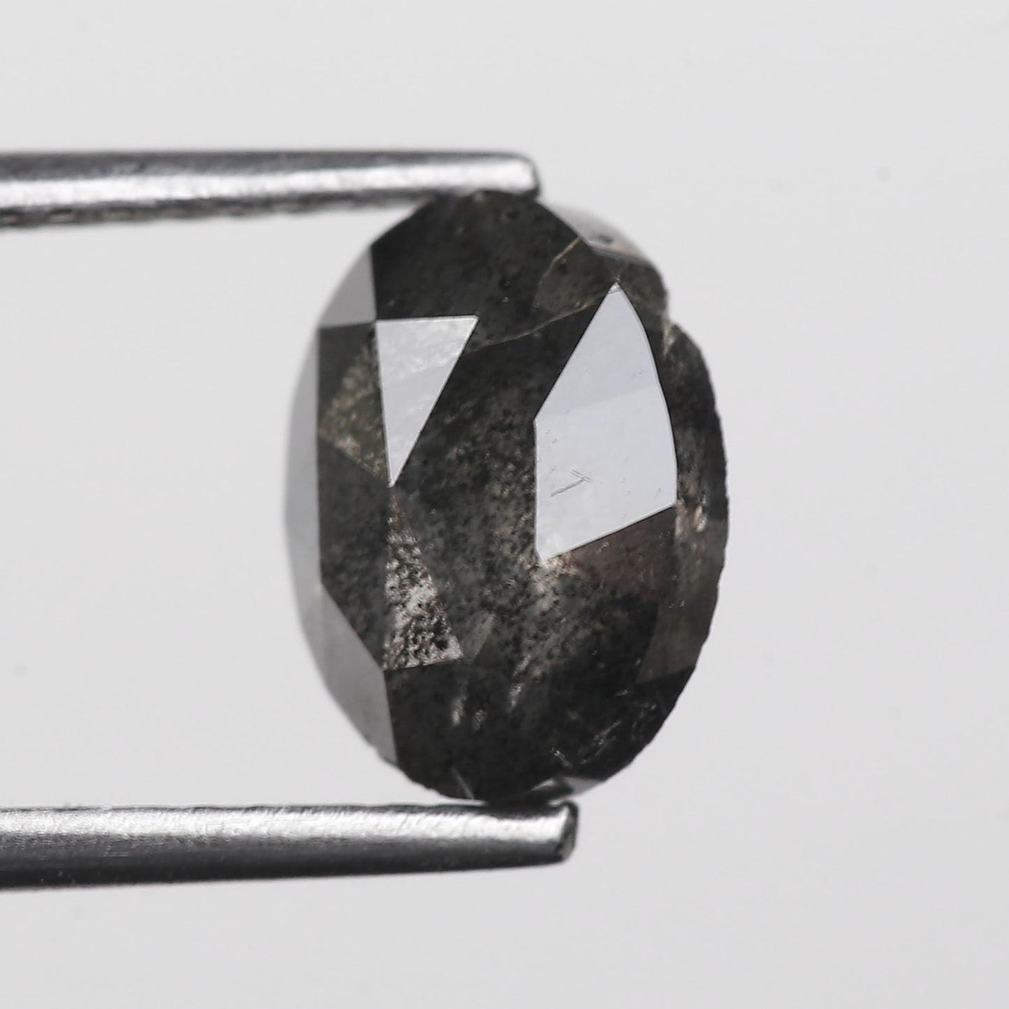 1.95 Ct. Oval Rose Cut Salt and Pepper Fancy Gray Natural Diamond 8.78 mm