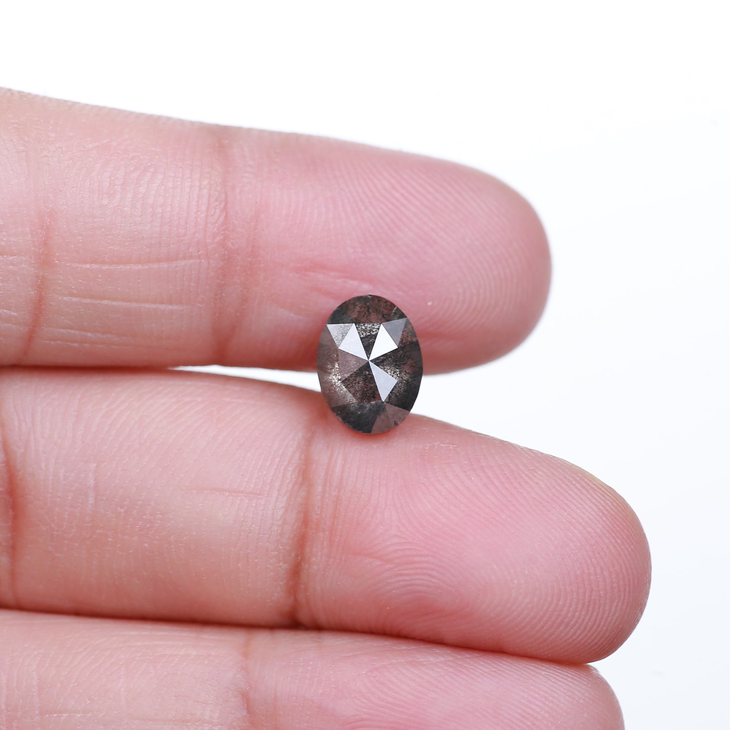 1.95 Ct. Oval Rose Cut Salt and Pepper Fancy Gray Natural Diamond 8.78 mm