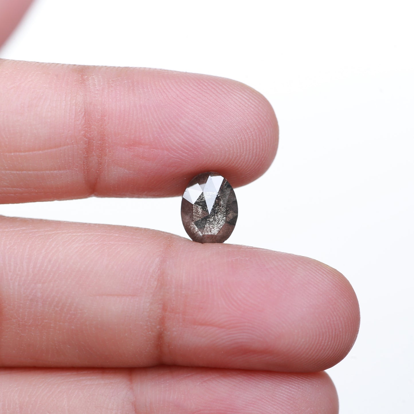 1.95 Ct. Oval Rose Cut Salt and Pepper Fancy Gray Natural Diamond 8.78 mm