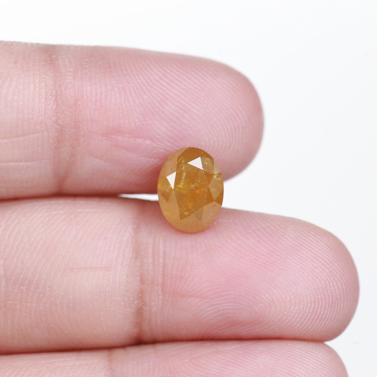 2.38 Ct. Oval Rose Cut Salt and Pepper Fancy Yellow Orange Natural Diamond 8.56 mm