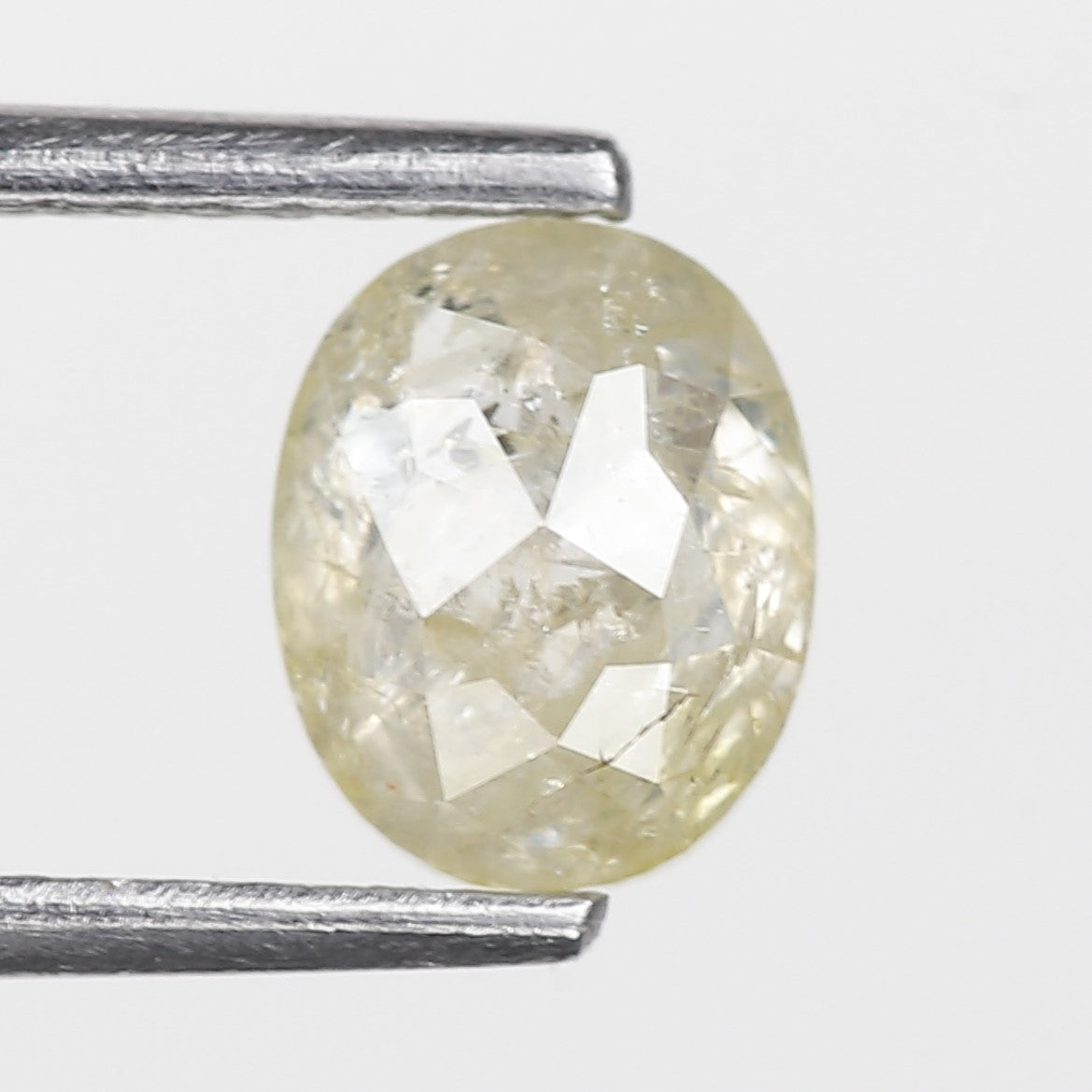 1.18 Ct. Oval Rose Cut Salt and Pepper Fancy White Icy Natural Diamond 6.70 mm