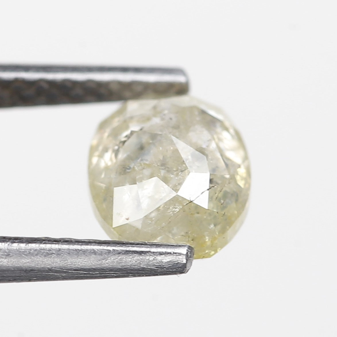1.18 Ct. Oval Rose Cut Salt and Pepper Fancy White Icy Natural Diamond 6.70 mm