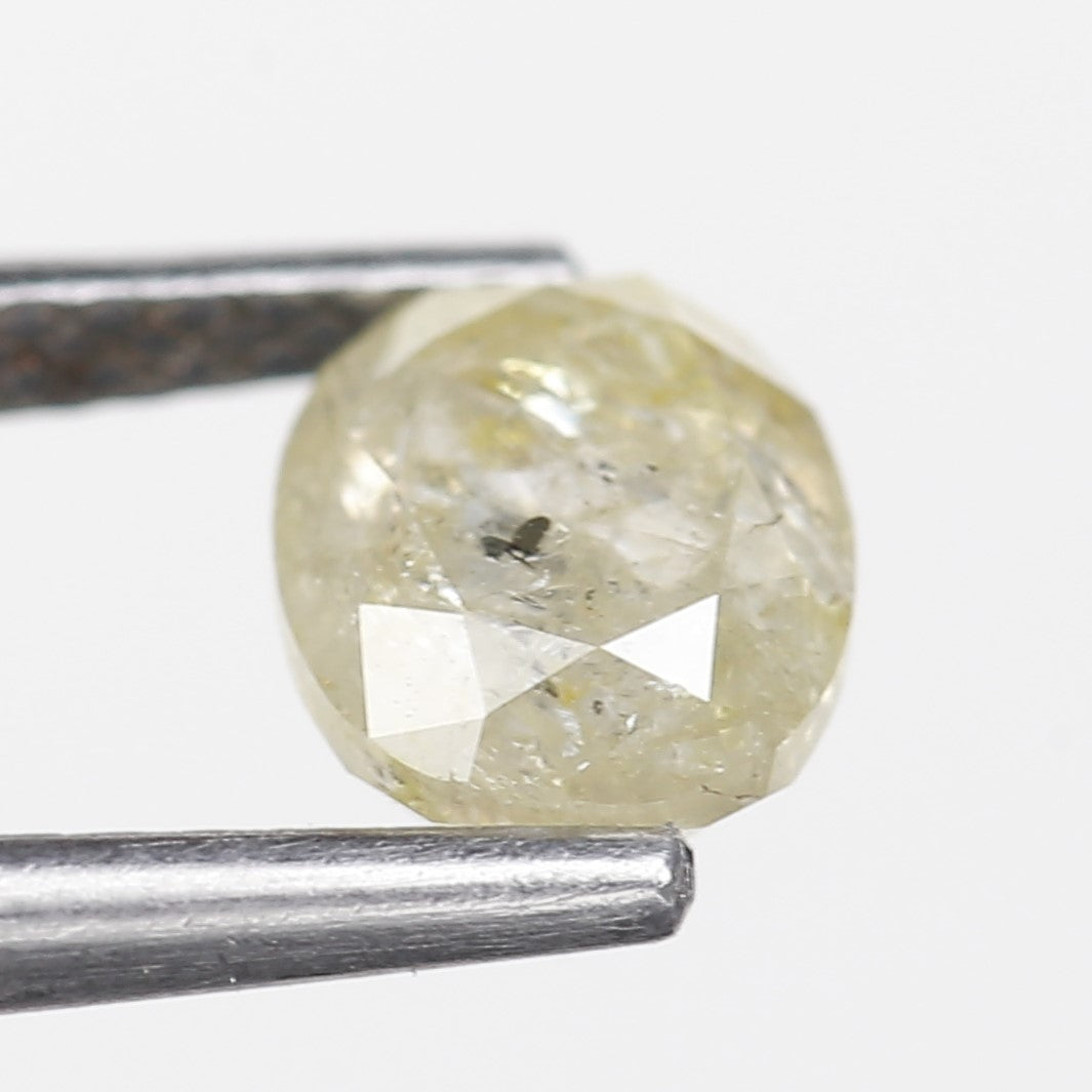 1.18 Ct. Oval Rose Cut Salt and Pepper Fancy White Icy Natural Diamond 6.70 mm