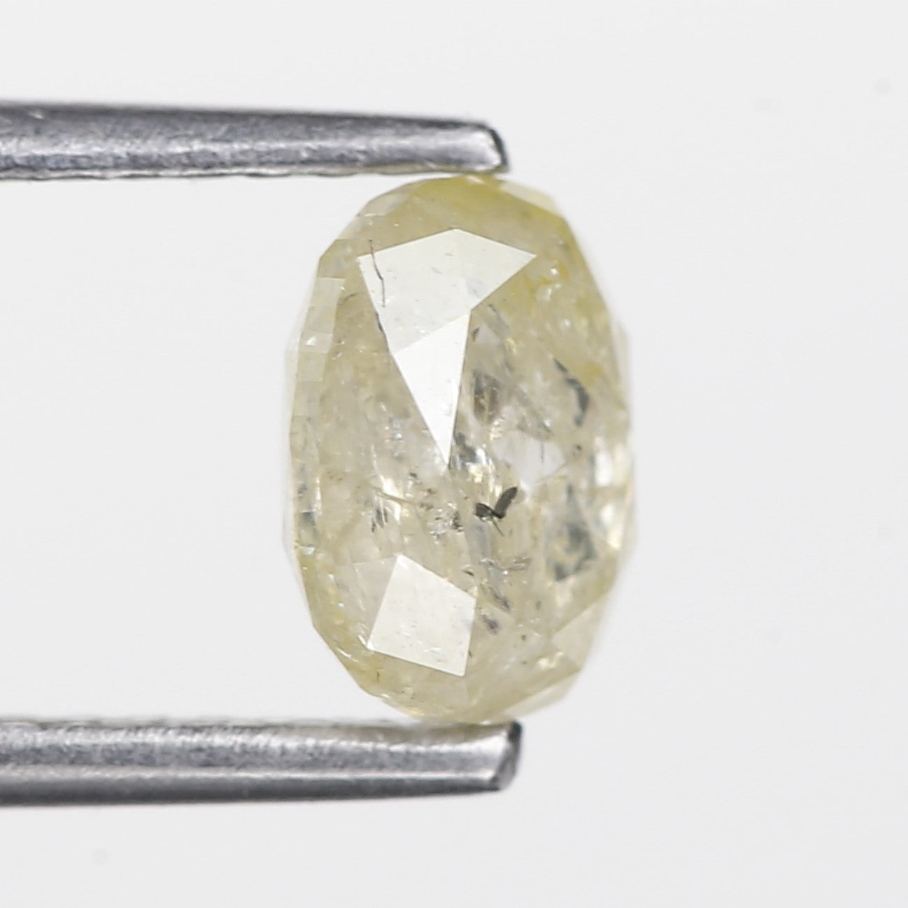 1.18 Ct. Oval Rose Cut Salt and Pepper Fancy White Icy Natural Diamond 6.70 mm
