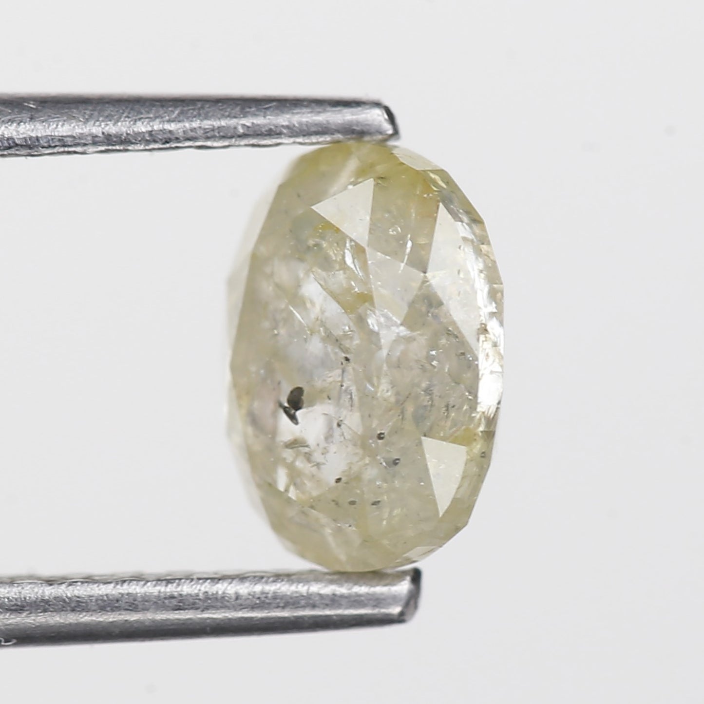 1.18 Ct. Oval Rose Cut Salt and Pepper Fancy White Icy Natural Diamond 6.70 mm