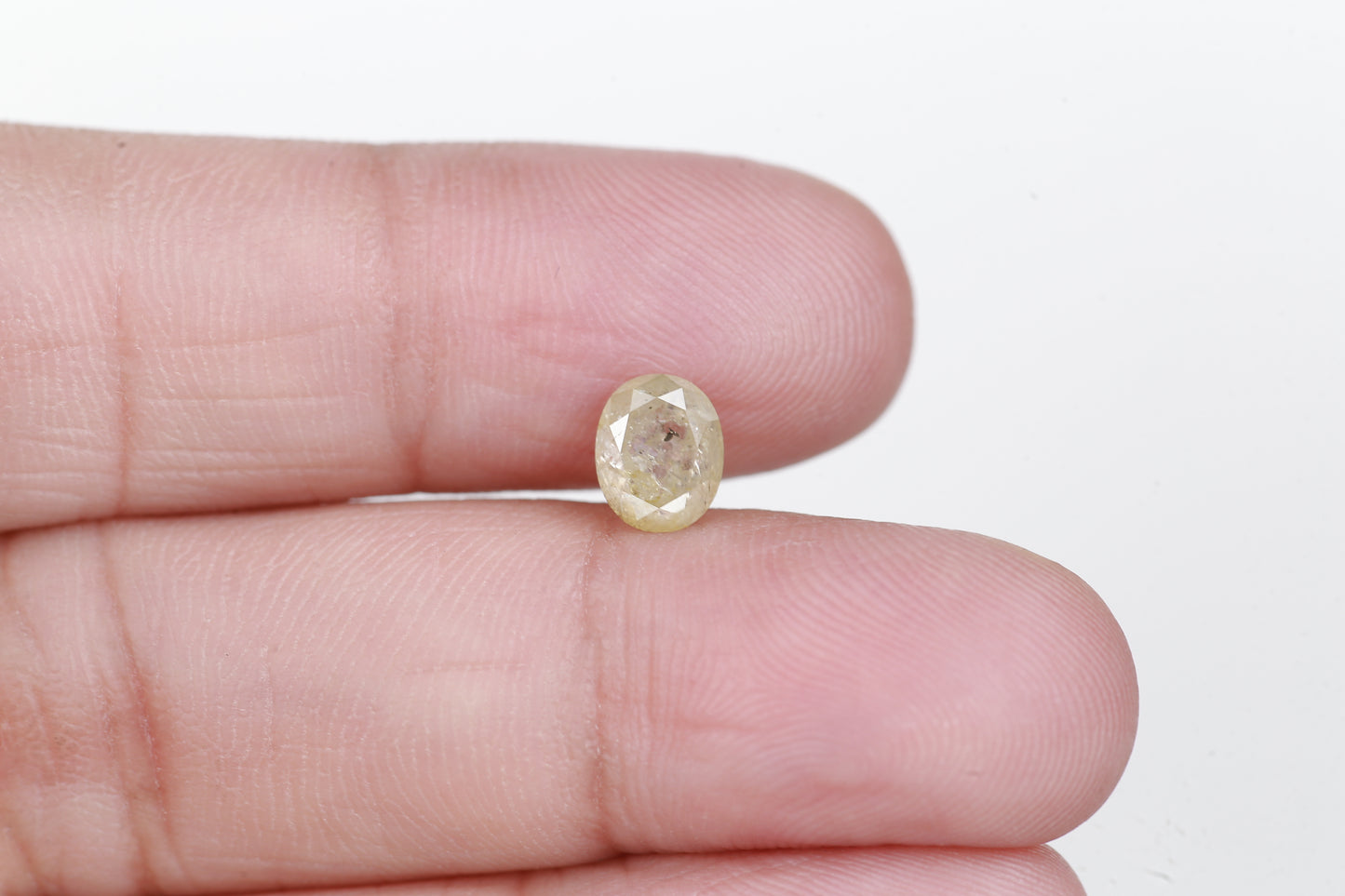 1.18 Ct. Oval Rose Cut Salt and Pepper Fancy White Icy Natural Diamond 6.70 mm