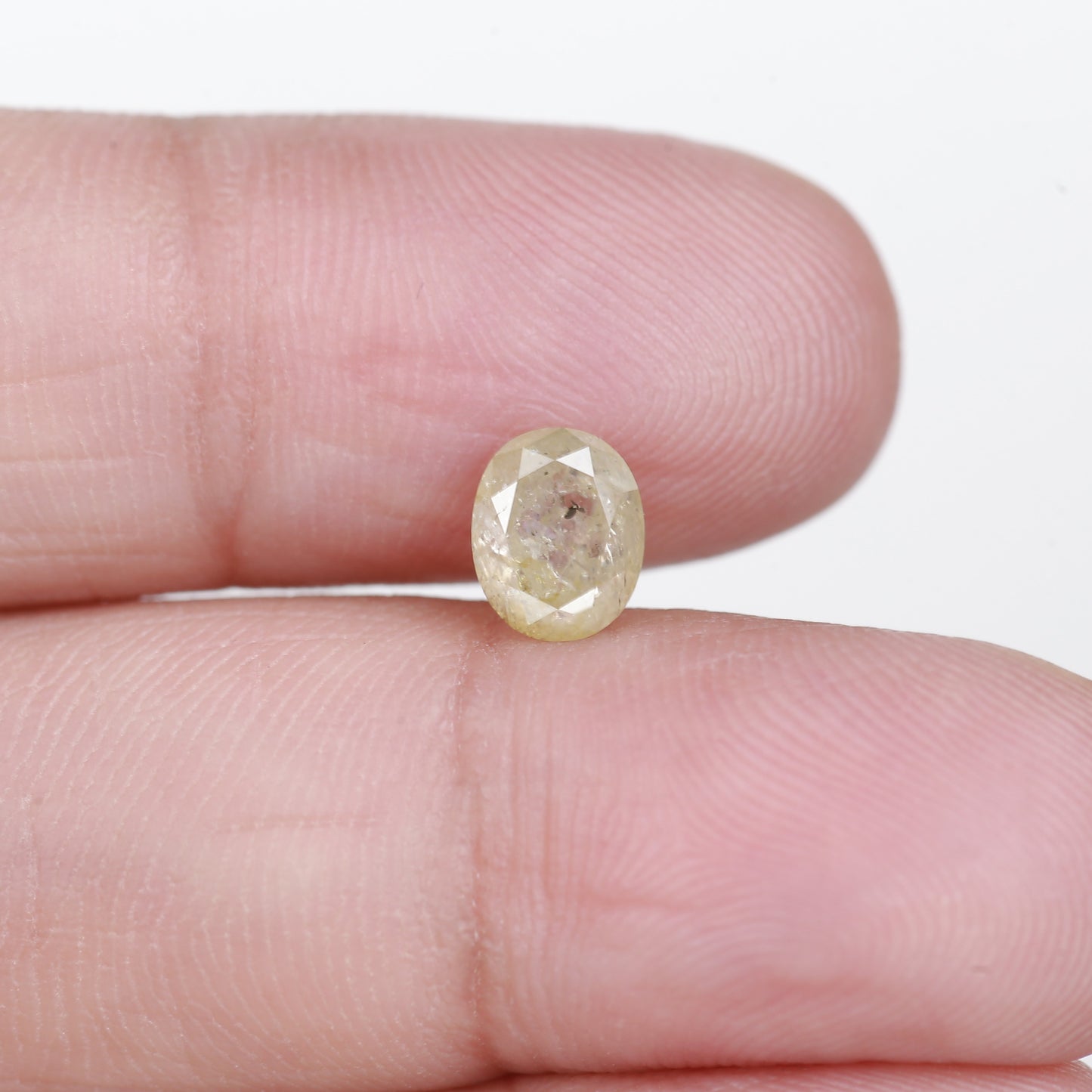 1.18 Ct. Oval Rose Cut Salt and Pepper Fancy White Icy Natural Diamond 6.70 mm