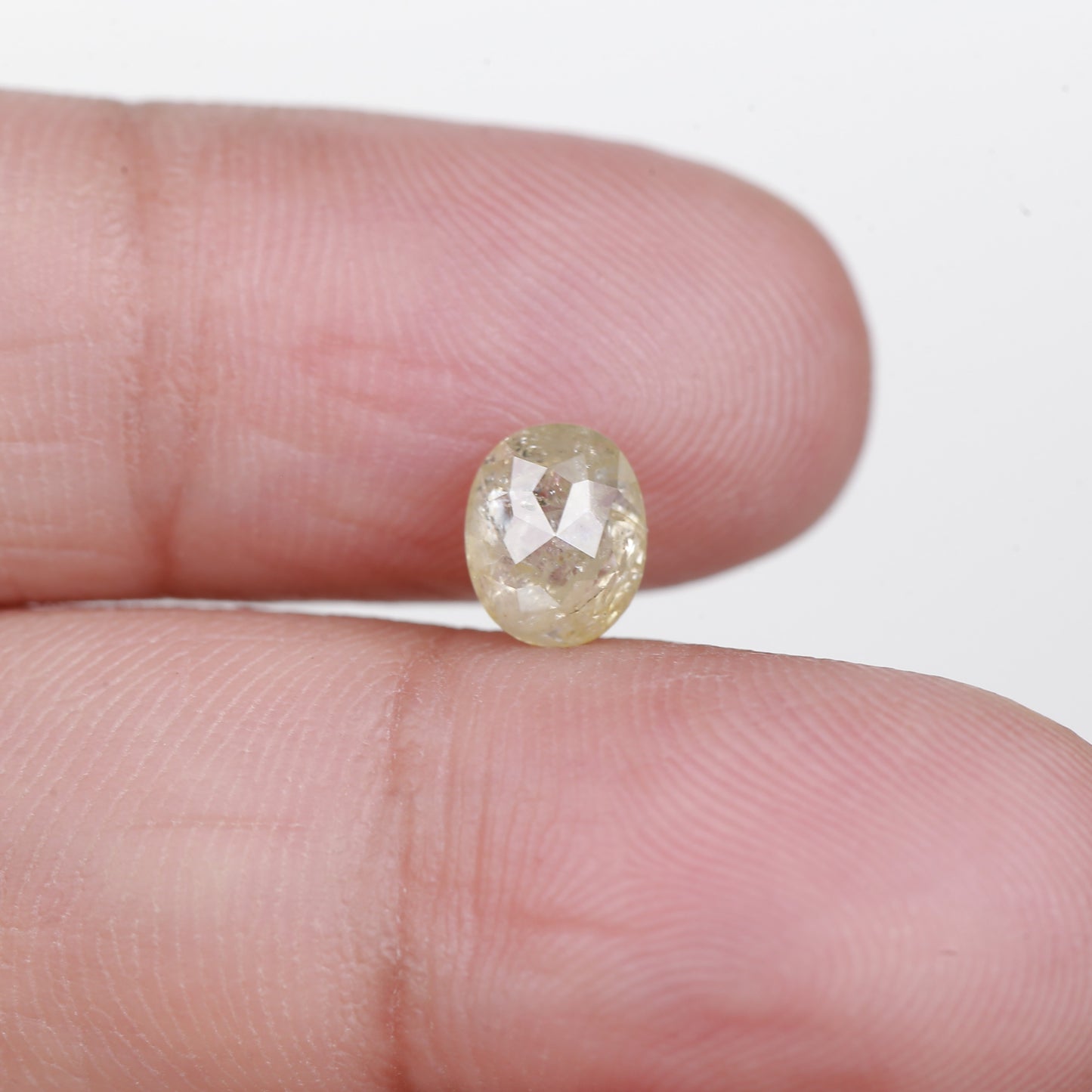 1.18 Ct. Oval Rose Cut Salt and Pepper Fancy White Icy Natural Diamond 6.70 mm