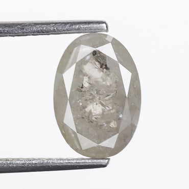 2.38 Ct. Oval Rose Cut Salt and Pepper Fancy Gray Color Natural Diamond 9.20 mm