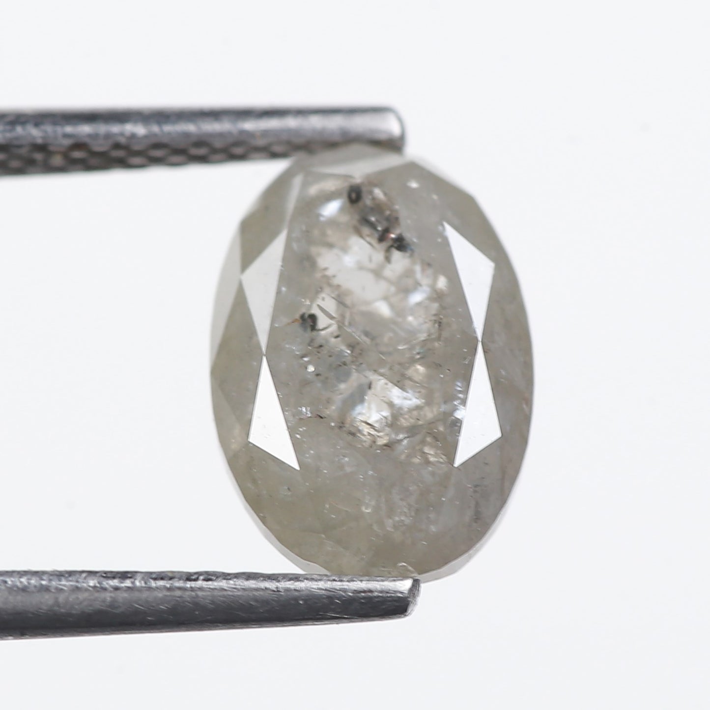 2.38 Ct. Oval Rose Cut Salt and Pepper Fancy Gray Color Natural Diamond 9.20 mm