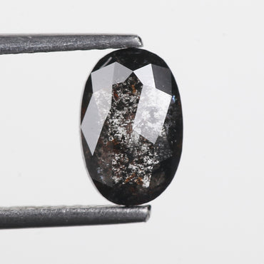 1.27 Ct. Oval Rose Cut Salt and Pepper Fancy Black Celestial Natural Diamond 8.10 mm