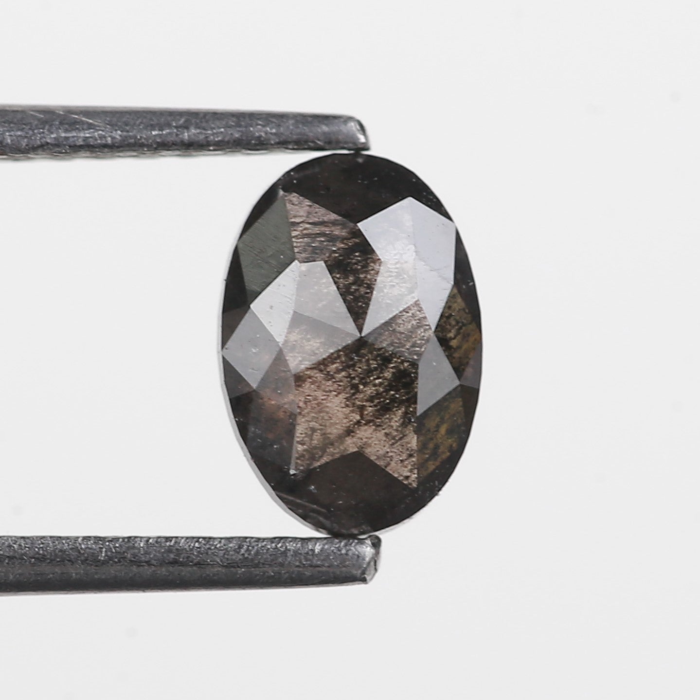 0.89 Ct. Oval Rose Cut Salt and Pepper Fancy Blackish Purple Natural Diamond 7.24 mm