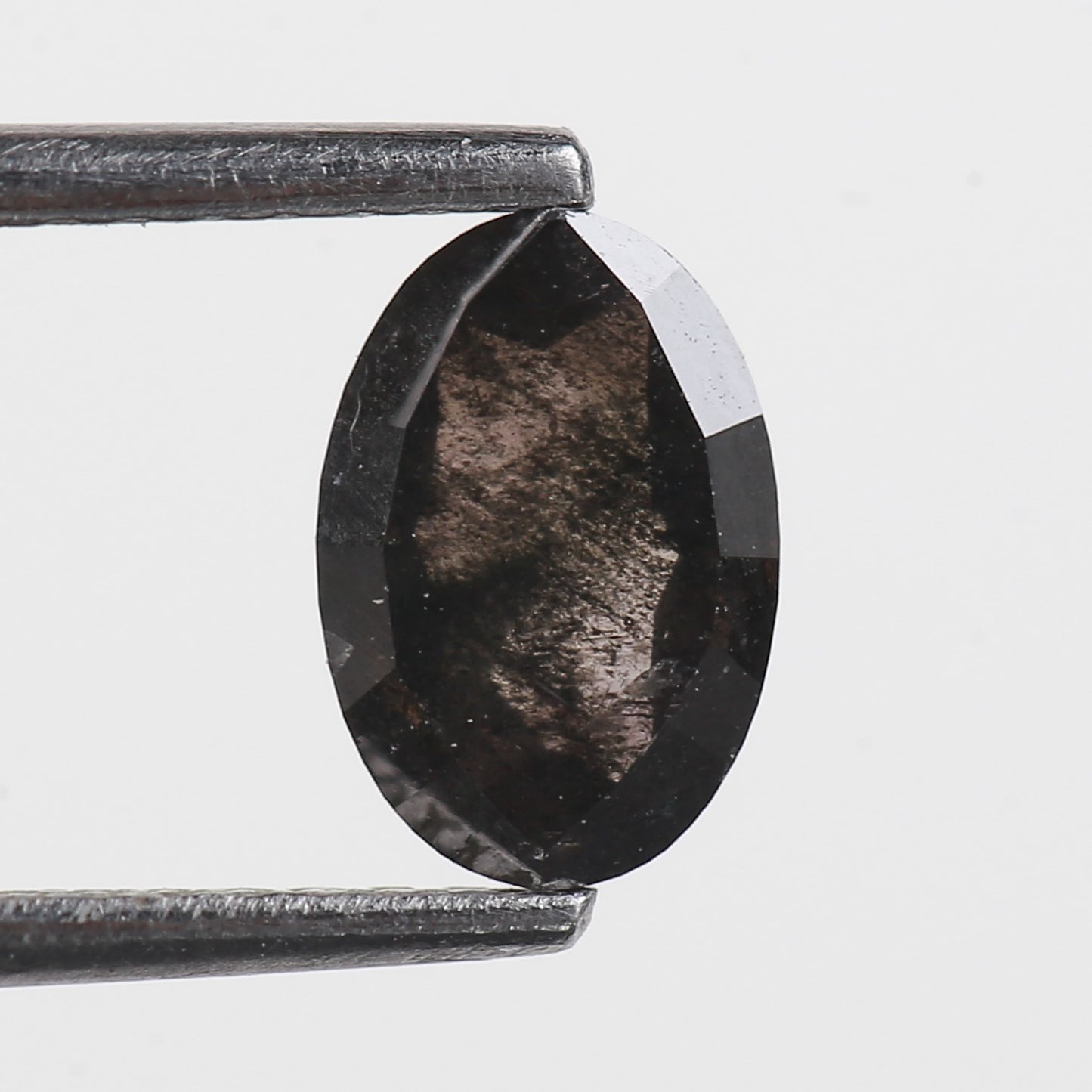 0.89 Ct. Oval Rose Cut Salt and Pepper Fancy Blackish Purple Natural Diamond 7.24 mm