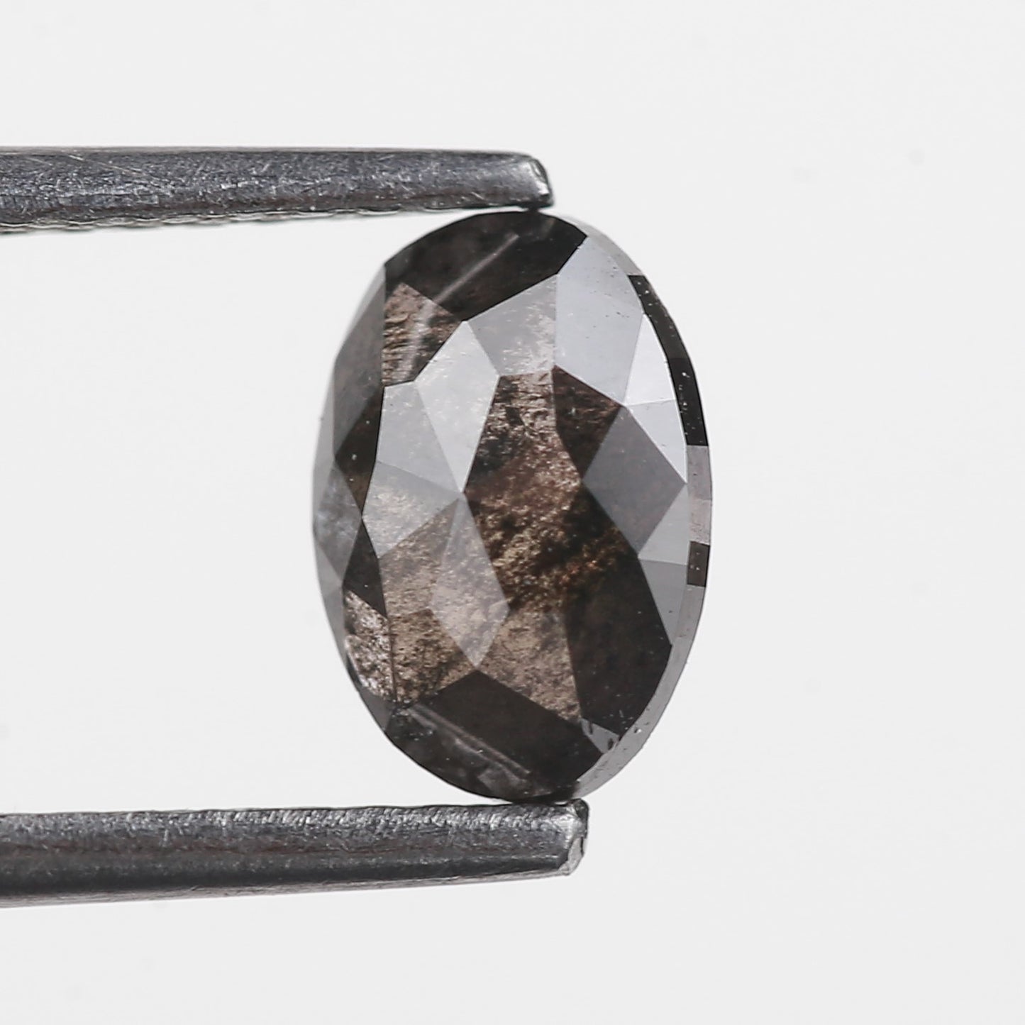 0.89 Ct. Oval Rose Cut Salt and Pepper Fancy Blackish Purple Natural Diamond 7.24 mm