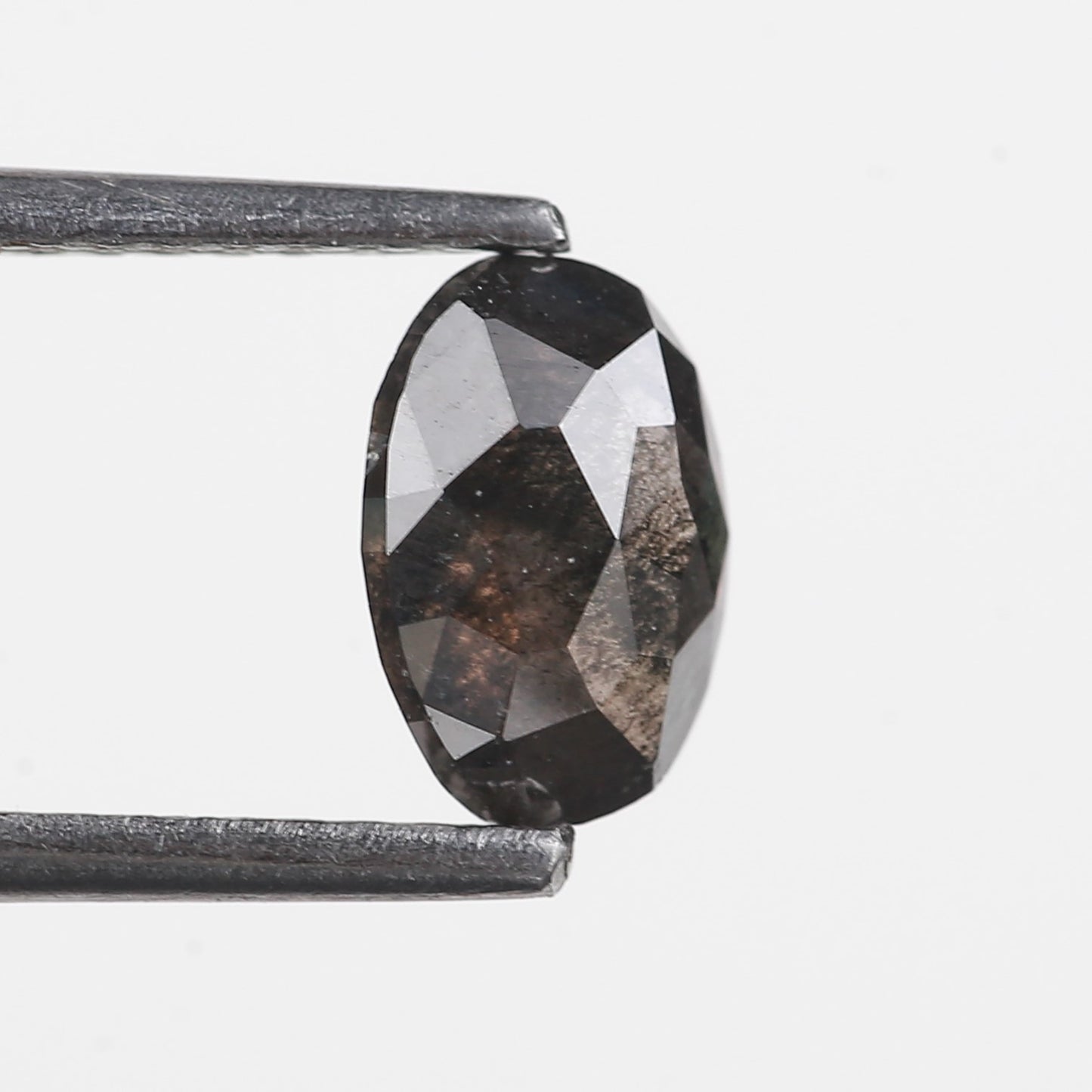 0.89 Ct. Oval Rose Cut Salt and Pepper Fancy Blackish Purple Natural Diamond 7.24 mm