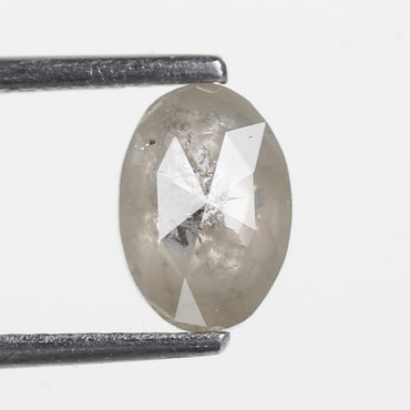 1.01 Ct. Oval Rose Cut Salt and Pepper Fancy Gray Color Natural Diamond 7.70 mm