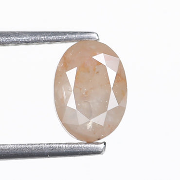 1.26 Ct. Oval Rose Cut Salt and Pepper Fancy Peach Gray Natural Diamond 7.05 mm