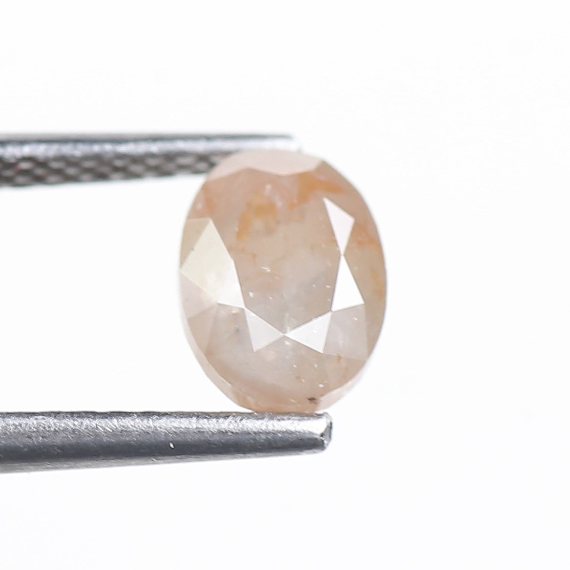 1.26 Ct. Oval Rose Cut Salt and Pepper Fancy Peach Gray Natural Diamond 7.05 mm