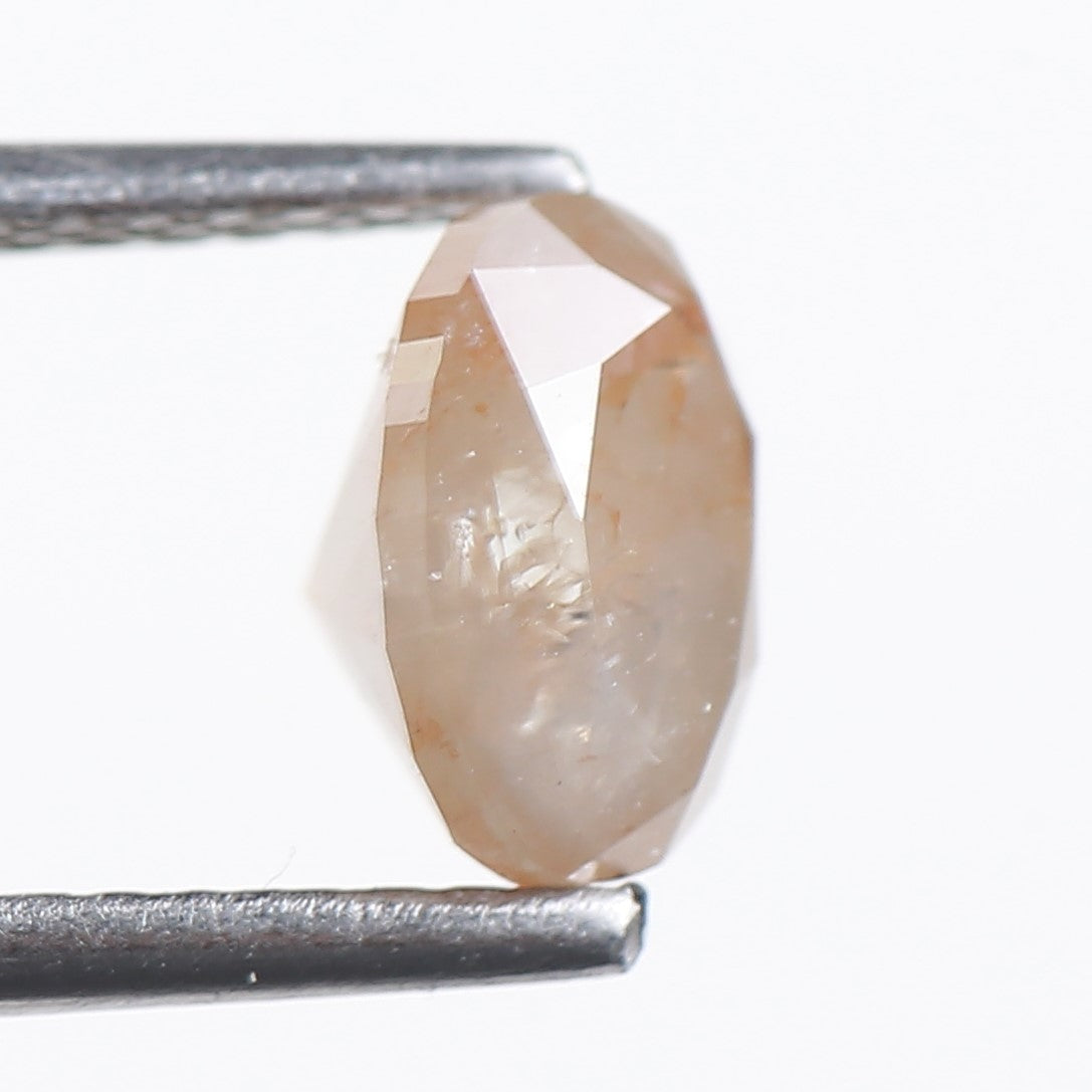 1.26 Ct. Oval Rose Cut Salt and Pepper Fancy Peach Gray Natural Diamond 7.05 mm