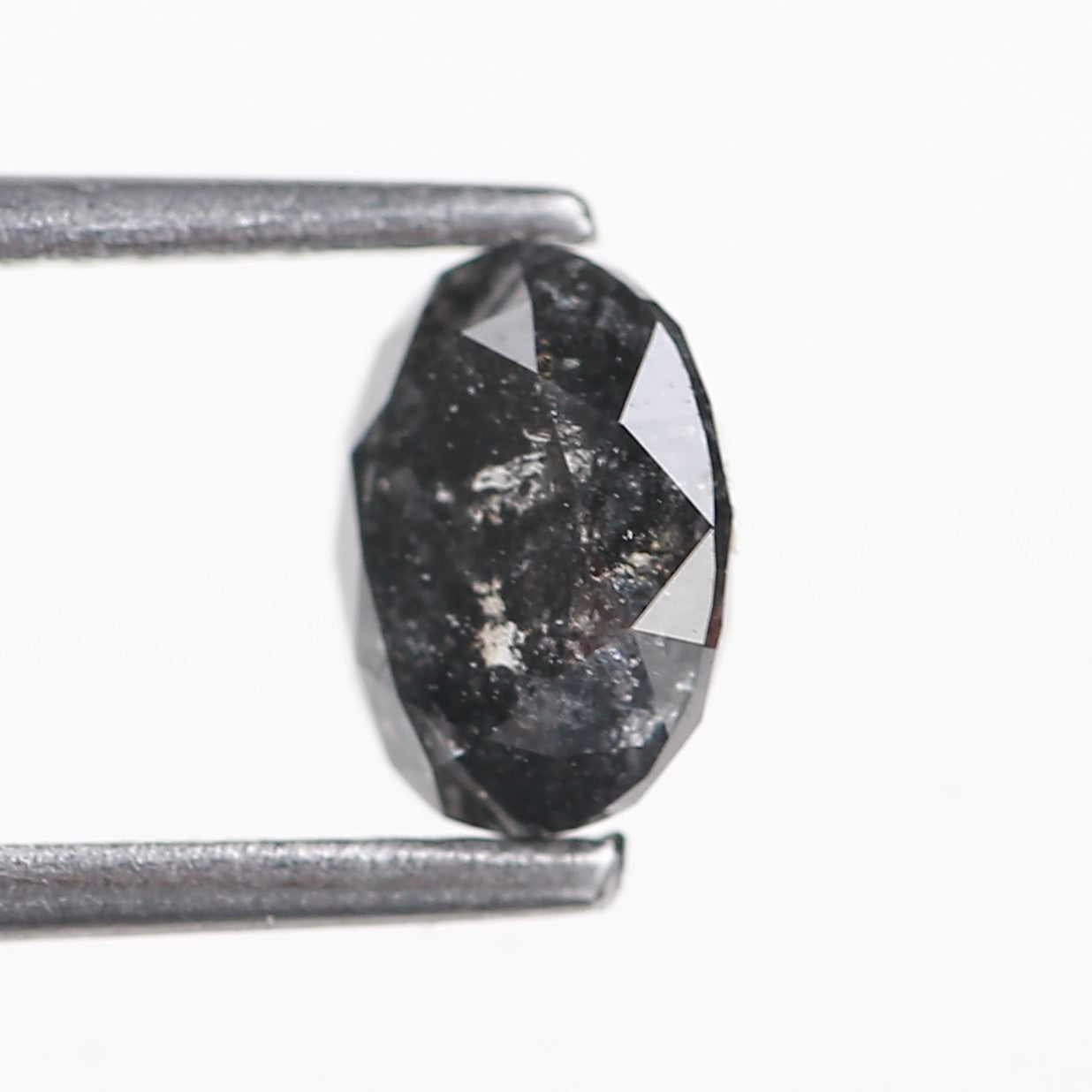 1.06 Ct. Oval Rose Cut Salt and Pepper Fancy Black Color Natural Diamond 6.65 mm