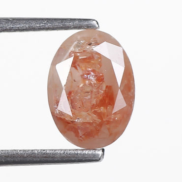 1.18 Ct. Oval Rose Cut Salt and Pepper Fancy Orange Red Natural Diamond 7.78 mm