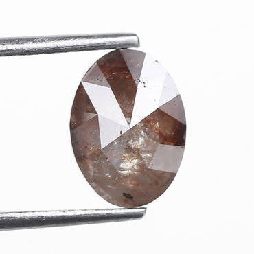 2.20 Ct. Oval Rose Cut Salt and Pepper Fancy Brown Gray Natural Diamond 9.16 mm
