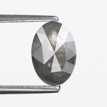 1.04 Ct. Oval Rose Cut Salt and Pepper Fancy Gray Natural Diamond 7.90 mm