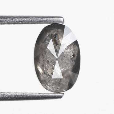 1.44 Ct. Oval Rose Cut Salt and Pepper Fancy Gray Icy Natural Diamond 8.27 mm