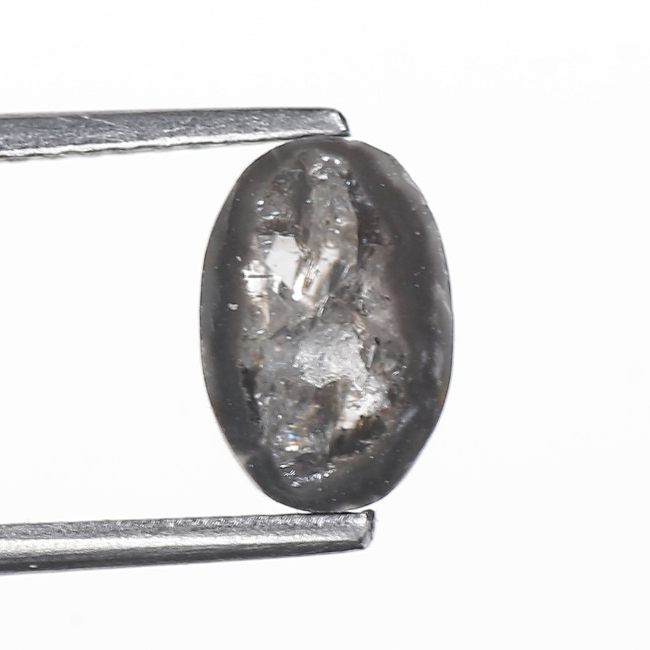 1.44 Ct. Oval Rose Cut Salt and Pepper Fancy Gray Icy Natural Diamond 8.27 mm
