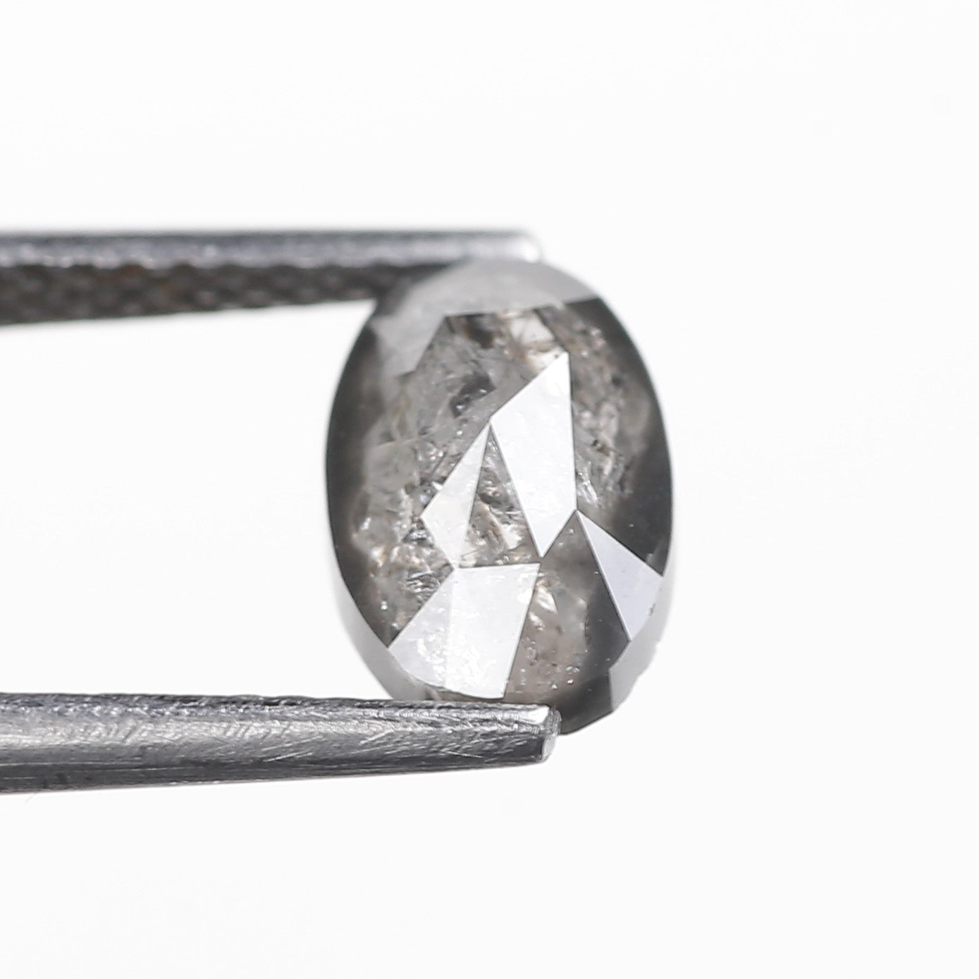 1.44 Ct. Oval Rose Cut Salt and Pepper Fancy Gray Icy Natural Diamond 8.27 mm