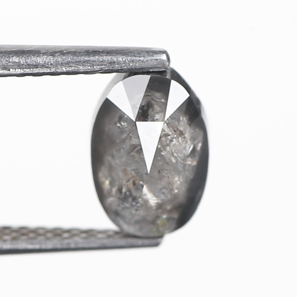 1.44 Ct. Oval Rose Cut Salt and Pepper Fancy Gray Icy Natural Diamond 8.27 mm